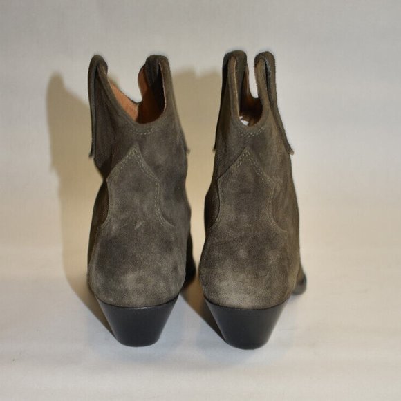 Isabel Marant Dewina Suede Western Boots Olive Brown Size 37 7 US DD308 - Picture 6 of 8